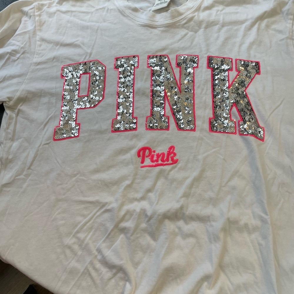 Victoria's Secret PINK Sequin Logo Tee